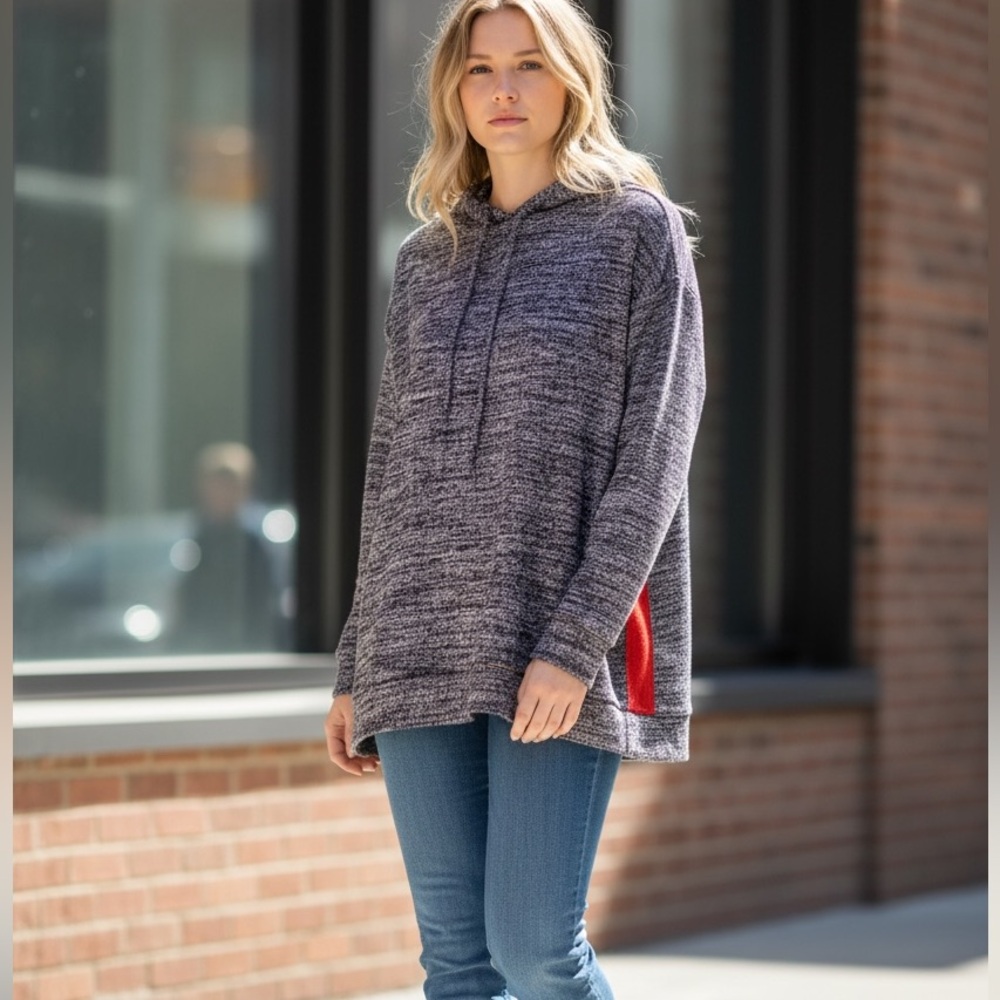 Designer Velvet by Graham & Spencer Marbled Pullover with Red Stripe